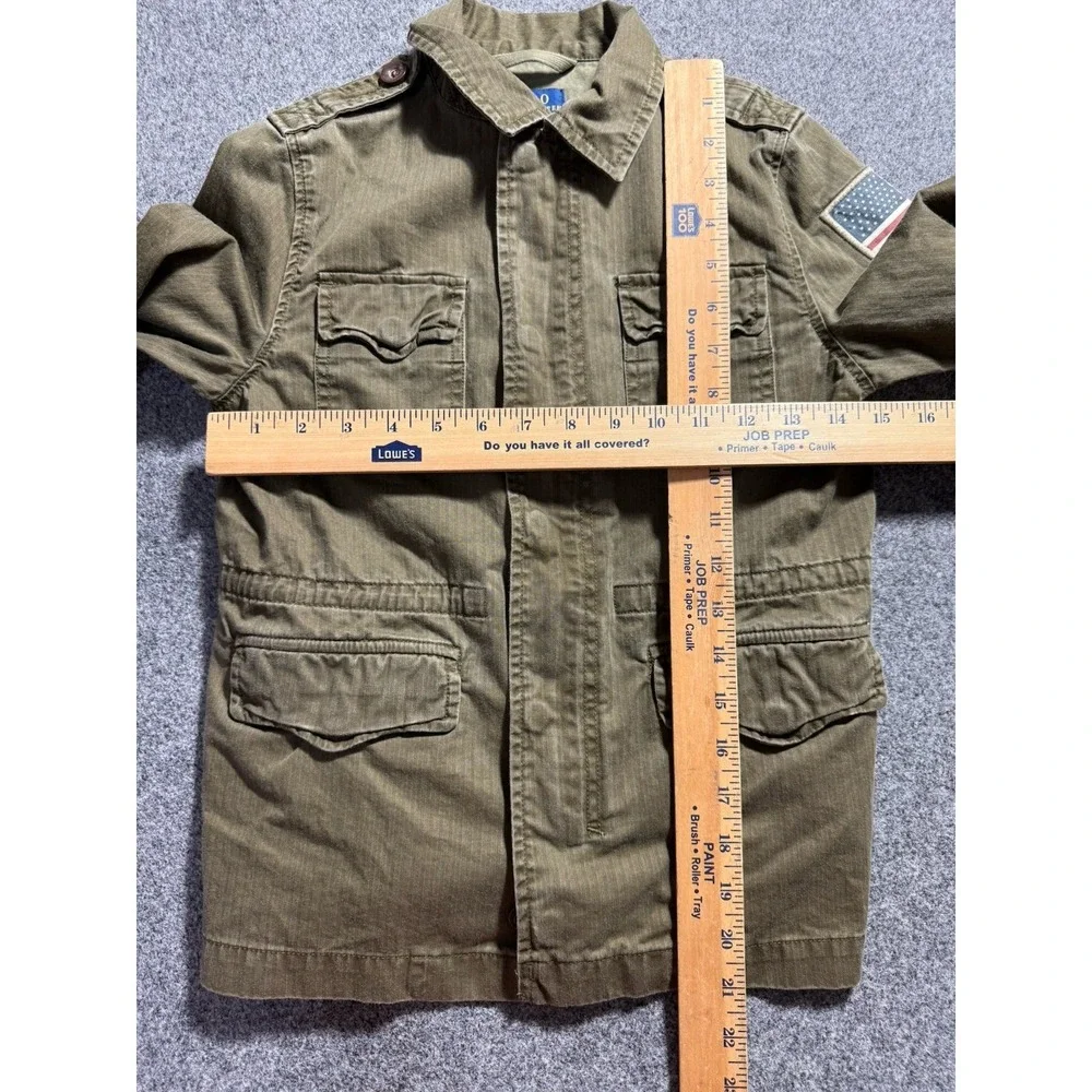 Polo Ralph Lauren Boys Kids Green Cotton Patch Field Coat Jacket Size 7 Military